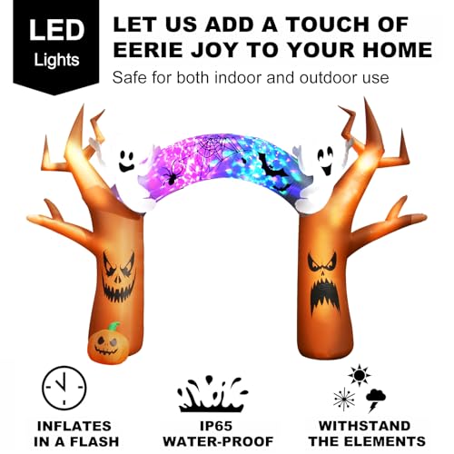 Beinhome 17FT Halloween Inflatable Tree Archway with LED Lights - Outdoor Yard Decoration