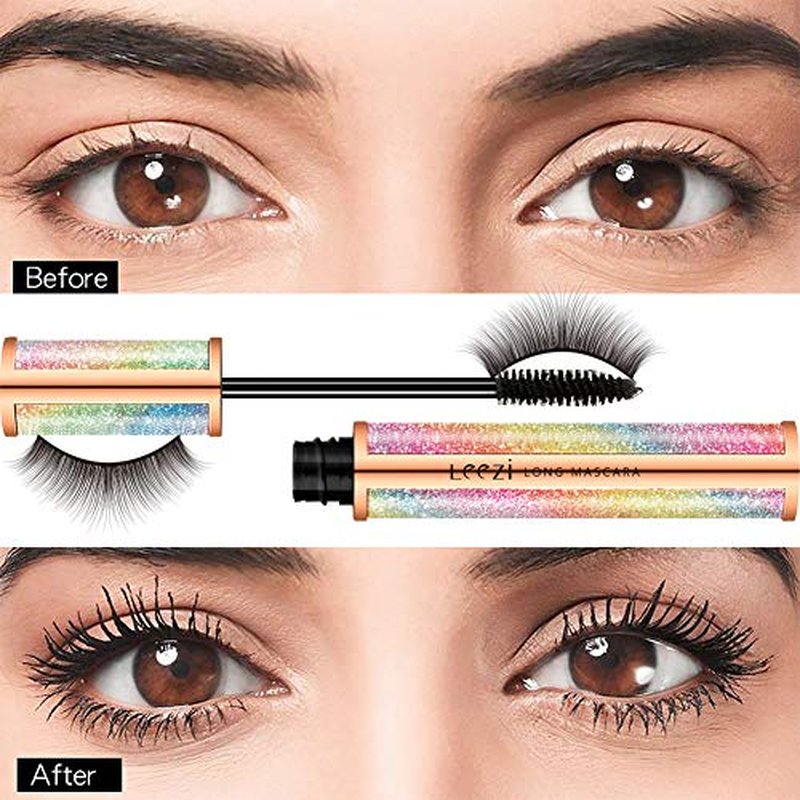 4D Silk Fiber Eyelash Mascara Waterproof - Thick Long Lasting Smudge-Proof Natural 4D Fiber Mascara, Curling Lashes Lengthening, All Day Exquisitely, Extra Long (Pack of 2)