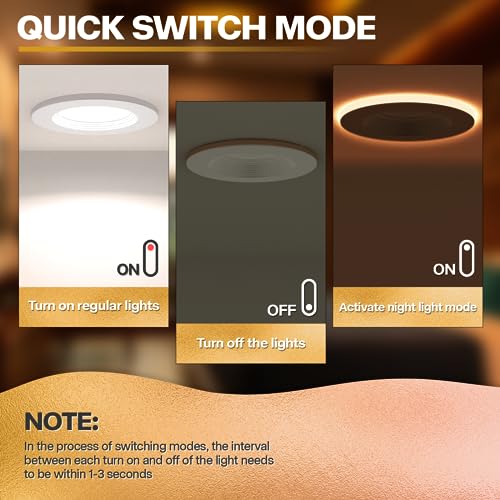 White 12-Pack 5/6 Inch LED Recessed Lighting with Night Light - Dimmable