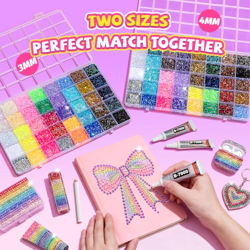 80,000 Rhinestones Bedazzling Kit with 2 Sizes & 80 Colors for Jewelry & Nail Art