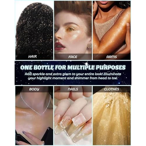 Glitter Air Cushion Highlighter Powder - 3D Contour & Brighten Face, Eyes, Body, Hair | Pearlescent Patting Powder Create a Shimmering Look | Easy-Use & Perfect for Daily & Special Occasions