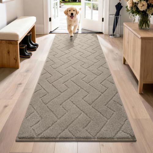 PURRUGS Taupe Hallway Runner Rug 32" x 70" - Low-Profile Entryway Door Mat