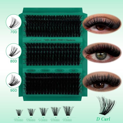 LASHSUN Wispy Lash Clusters Kit KIT-003 with 1170pcs, Bond & Seal, Tweezers & Remover