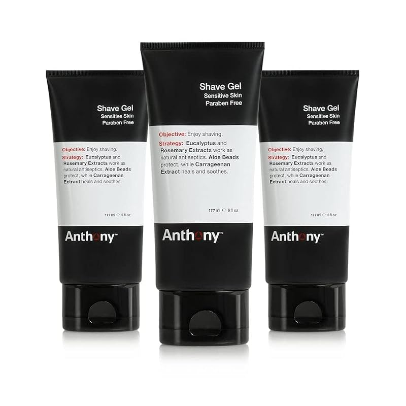 Anthony Sensitive Skin Shave Gel - Non-Foaming, Aloe & Eucalyptus - 6oz Pack of 3