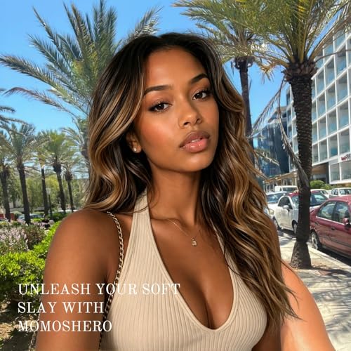 MOMOSHERO 1B/30/12in Human Hair Body Wave Bundles - Blonde Balayage Ombre, Virgin Remy, Sew-In Weave