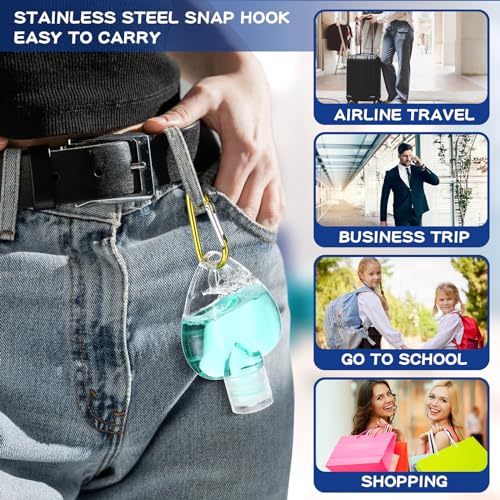 100 Pcs Travel Bottles with Keychain 2oz Heart-Shaped Empty Containers