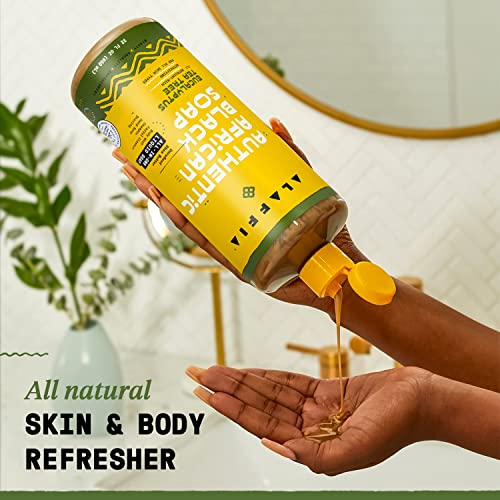 African Black Soap with Eucalyptus & Tea Tree - 2 Pack, 32 Oz Each, Versatile Skin & Hair Care