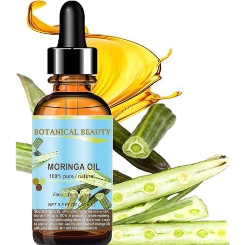 Botanical Beauty? Moringa Oil 100% Pure Natural Undiluted Cold Pressed Carrier Oil for Face Skin, Hair, Lips, Nails. Rich in Vitamin C, Vitamin E (0.5 Fl Oz 15 ml)