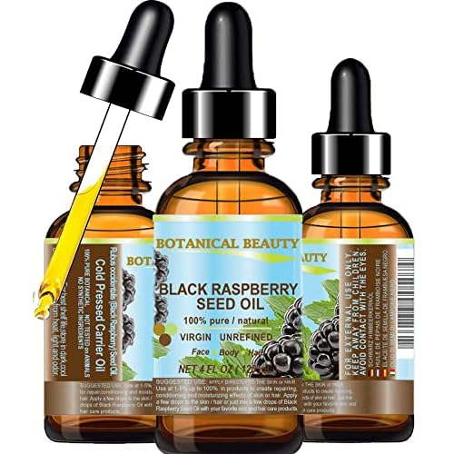 Botanical Beauty BLACK RASPBERRY SEED OI 100% Pure Natural Undiluted Virgin Unrefined Cold Pressed Carrier Oil for Face, Skin, Hair, Lip, Nails (4 Fl Oz 120 ml)
