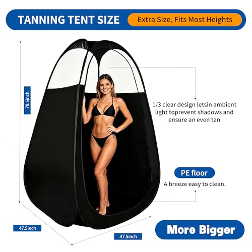 Black Large Spray Tan Tent Kit Portable Self Tanning Booth with Carry Bag Waterproof Floor