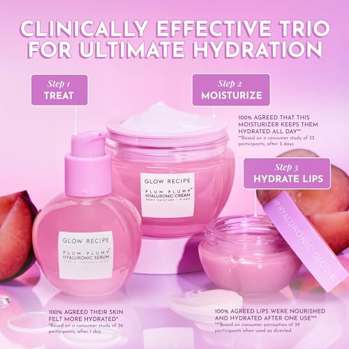 Refillable 50ml Hyaluronic Acid Face Moisturizer with Plumping Peptides — Glow Recipe Plum Plump, Korean Skin Care