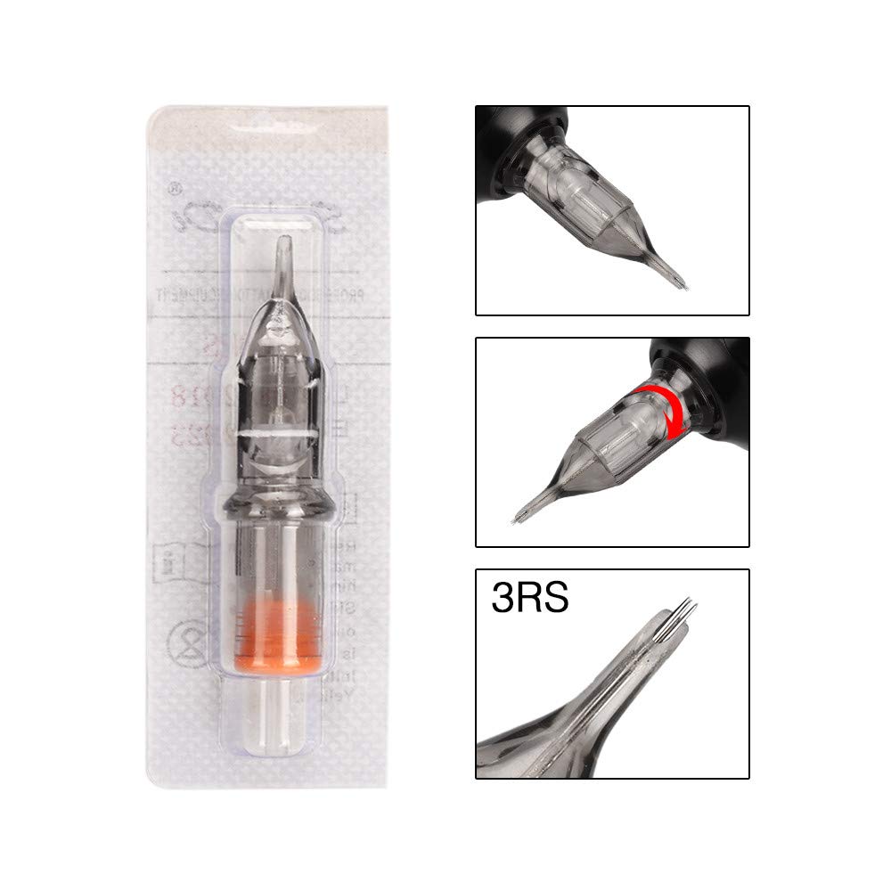 50pcs Mixed RS Tattoo Cartridge Needles, ATOMUS 10pcs of Each 3RS 5RS 7RS 9RS 11RS Round Shader Tattoo Needle