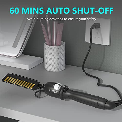 Pink Electric Hot Comb for Hair Styling - Black