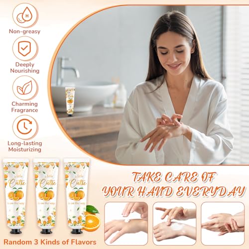 48 Sets a Little Cutie Is on The Way Hand Cream Gifts Bulk Baby Shower Hand Cream Travel Size Lotion Bulk Orange Party Supplies Favors Birthday for Guest