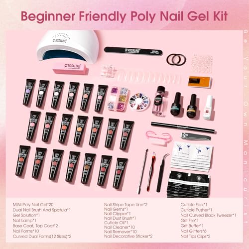 Poly Nail Gel Kit with 20 Colors & 48W Nail Lamp - Starter Kit for Nail Extensions