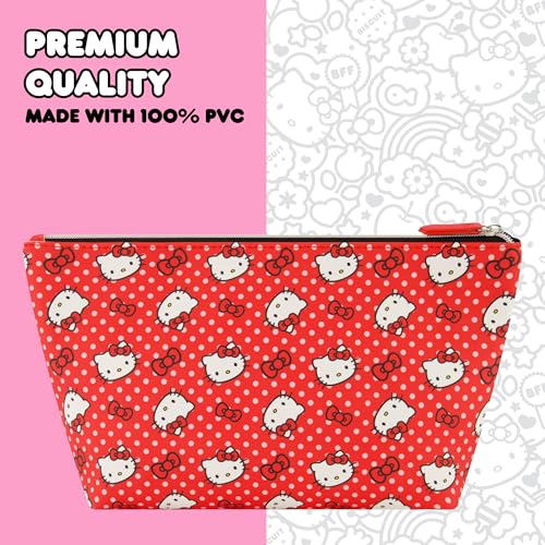 Hello Kitty Travel Makeup Bag, Trapezoid Cosmetic Organizer Pouch for Women