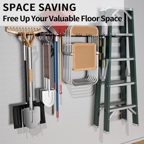 YYR Folding Chair Storage Rack 4 Pack Wall Mount Garden & Garage Organizer