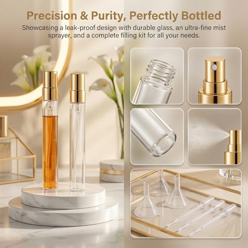 Mini Travel Perfume Bottles Set - 50 Clear Glass Refillable Spray Bottles