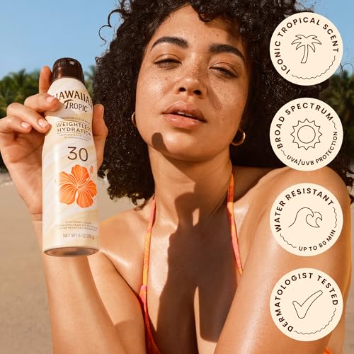 Hawaiian Tropic Weightless Hydration SPF 30 Sunscreen Spray 2-Pack, 6 Oz Each