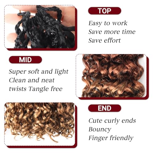 Datanala GoGo Curl Crochet Hair 14 Inch Water Wave 8 Packs Long Beach Curl Synthetic Extensions T1B/30/27