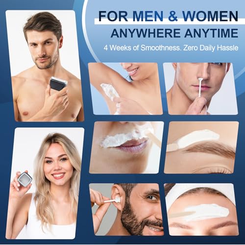LIONVISON Men's Nose Wax Removal: Painless Hair Removal for Nose and Ears - with 100g Wax 40 Nose Hair Sticks 2 Silicone Pots - Portable Melt Machine for Home Travel Use (Black)