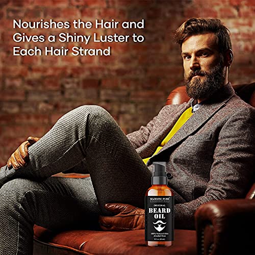 MAJESTIC PURE Fractionated Coconut Oil (16 oz) and Beard Oil (2 fl oz) Bundle