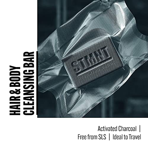 STMNT Grooming Goods Hair & Body Cleansing Bar, 4.4 oz | SLS/SLES Sulfates Free | Moisturizing Formula w/Activated Charcoal | Travel Friendly