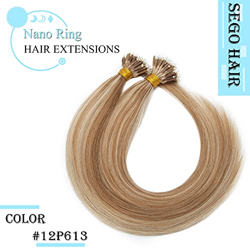 SEGO Nano Tip Hair Extensions 16 Inch Golden Brown & Bleach Blonde, 50g Pack