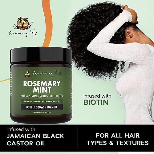 Sunny Isle Rosemary Mint Hair & Strong Roots Butter 4 oz - Biotin, Jamaican Black Castor Oil
