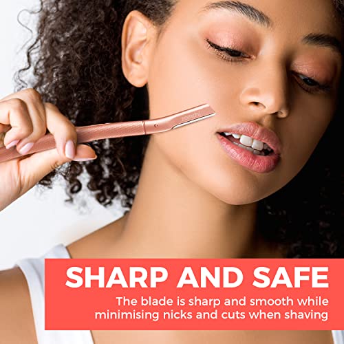 Upgrade Metallic Blue Finish Eyebrow Razor with Rose Gold Eyebrow Razor