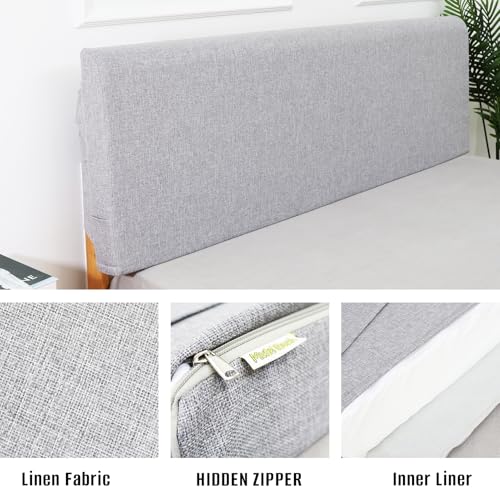 Full Headboard Pillow Cushion Wall Mount No Drill Upholstered Bed Backrest Grey - Full