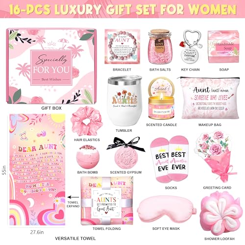 Mother's Day Aunt Gifts from Niece Nephew, Best Aunt Ever Gift, Auntie Birthday Gift Ideas, Auntie Gift Ideas, Get Well Soon Care Package Relaxing Spa Gifts Set for Mother's Day