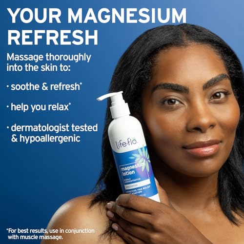LIFE-FLO Magnesium Lotion and Pure Magnesium Oil Spray Bundle - with Magnesium Chloride from The Zechstein Seabed - 100% Magnesium Oil for Feet and Body and Unscented Lotion, 60-Day Guarantee, 8oz ea