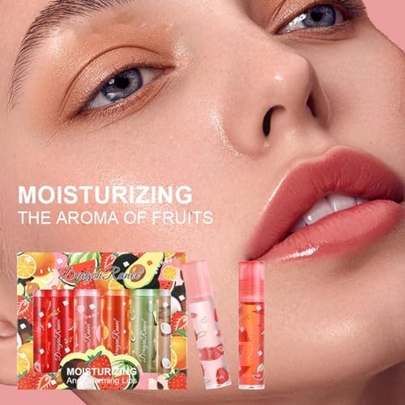 6 Pcs Fruit Lip Oil, KTouler Hydrating Lip Glow Oil Lip Gloss, Long-lasting Nourishing Moisturizer Lipstick Set