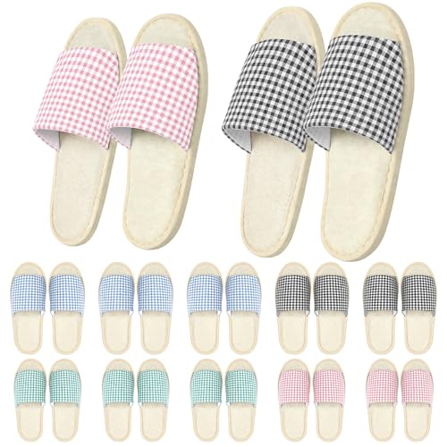 Disposable Slippers 12-20 Pairs Non Slip Washable Hotel Guest Travel Mixed Sizes & Colors