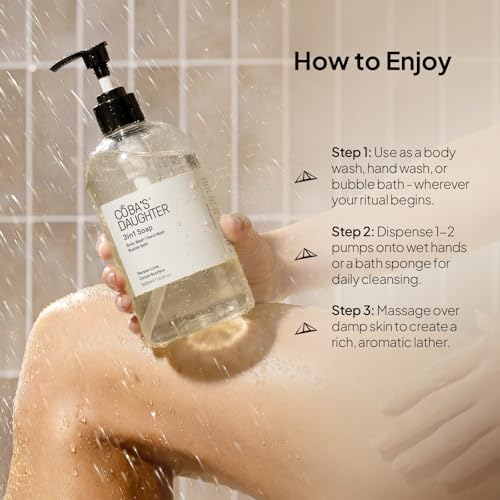 COBA'S DAUGHTER 3in1 Soap | Bubble Bath, Body Wash & Hand Wash | Aromatherapy-Infused with Persian Lime & Cocos Nucifera | Inulin & Seaweed Extract for Smooth, Hydrated Skin (16.9 Oz)