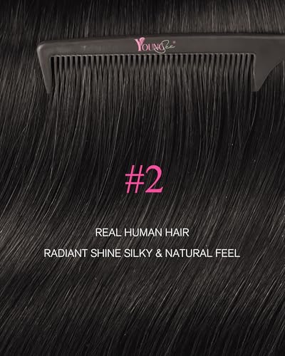 YoungSee Human Hair Tape-In Extensions Dark Brown 18 Inch Pack of 1 - Invisible Tape