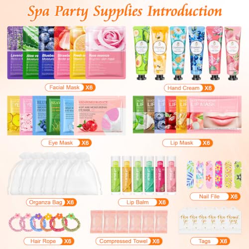 Bulk Spa Gift Set for Women with Face Masks Hand Cream Lip Balm & More - 60 Pieces