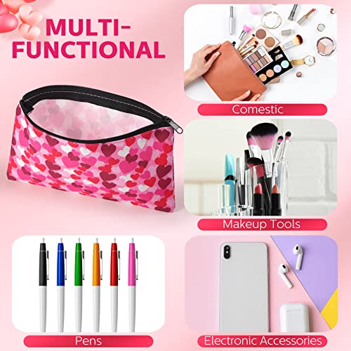 Valentine Makeup Bags Set - 14 Pcs Gift Bags with Zipper, 18x11cm Reusable Pink & Red Cosmetic Pouches