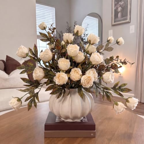 Artificial Peony Flowers Set - Faux Silk Blooms for Vase, 12 Stems, Light Variation