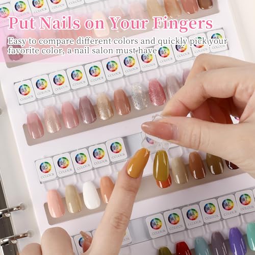 ANGNYA Magnetic Nail Swatch Book for Salon - White, 144 Colors