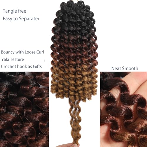 12 Inch Jamaican Bounce Crochet Hair Extensions - 2X Ringlet Wand Curl Pre-Looped Pack of 3 T1/30/27