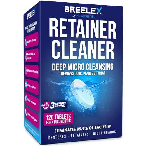 Retainer Cleaner Tablets 120 Count - Power Deep Cleaning for Dentures & Aligners - 1 Pack