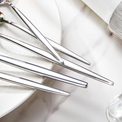 36-Piece Silverware Set for 6 - Steak Knives & Flatware in Silver Variation