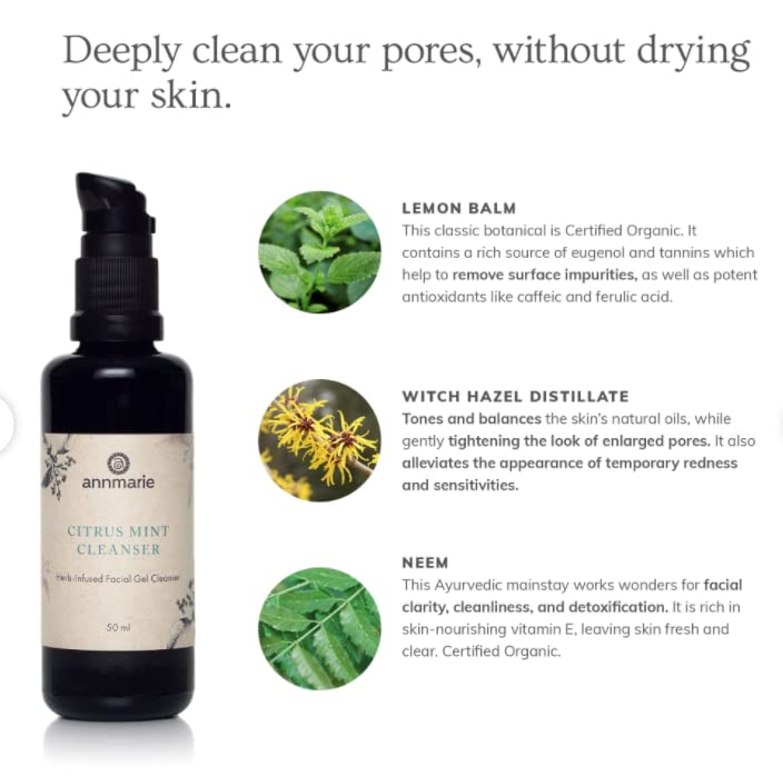 Deep Pore Facial Cleanser with Aloe Vera & Witch Hazel - Organic Botanical Face Wash for Oily Skin