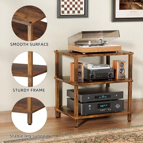 3-Tier Wooden Media Player Stand - Brown Modern TV & Game Console Cabinet Variation 1