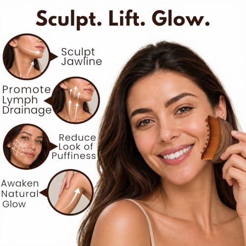 Icon Lymphatic Contour Face Brush 4-Pack - Brown, Gentle Facial Massage & Sculpting