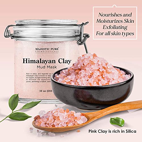Himalayan Salt Body Scrub & Clay Mud Mask Bundle for Skin Detox & Exfoliation