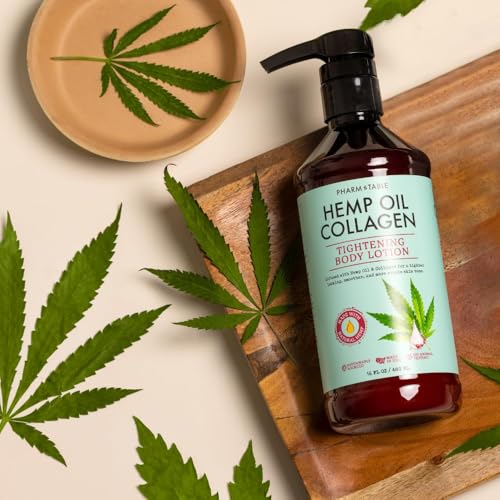 PHARM TO TABLE Hemp Oil Collagen Tightening Body Lotion 480ml – Nourishing, Anti-Cellulite Formula