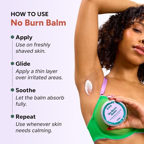No Burn Balm - Razor Burn Relief for Bikini, Underarms & Sensitive Areas, 60g - Natural & Fragrance-Free